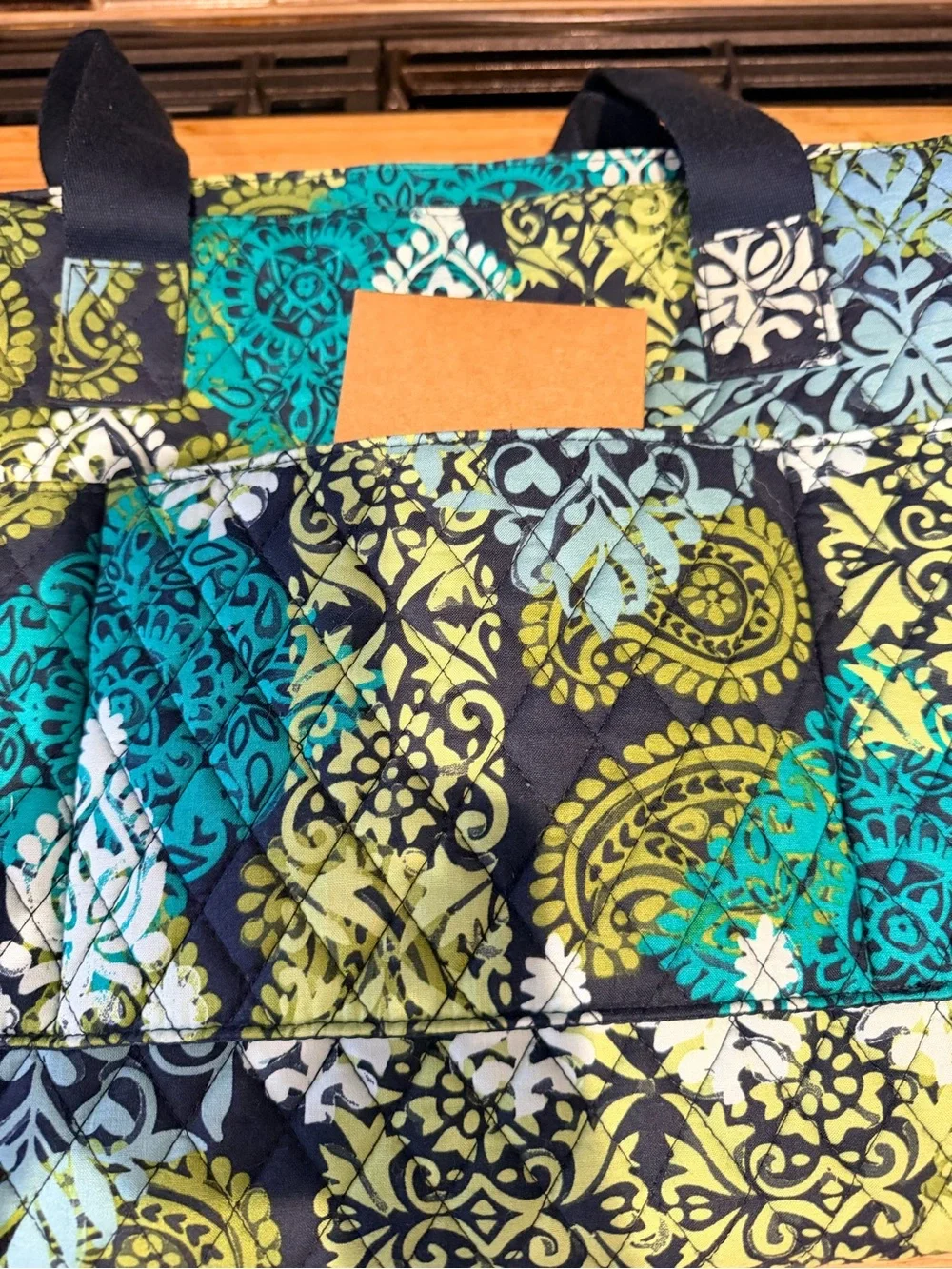 Vera Bradley Navy Green Teal Quilted Tote